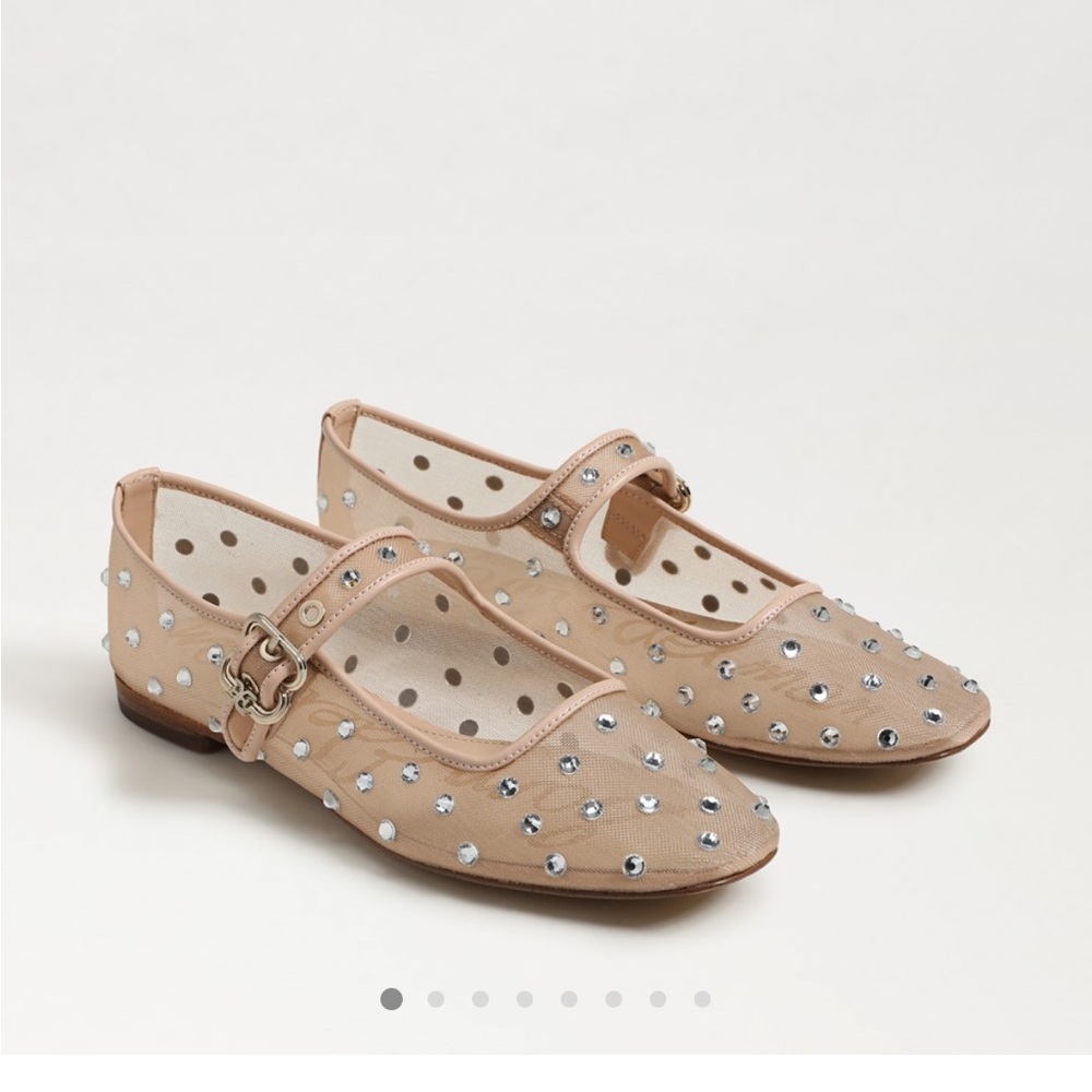Sam Edelman Women's Michaela Gem Embellished Mesh Mary Jane Shoes Flats 7